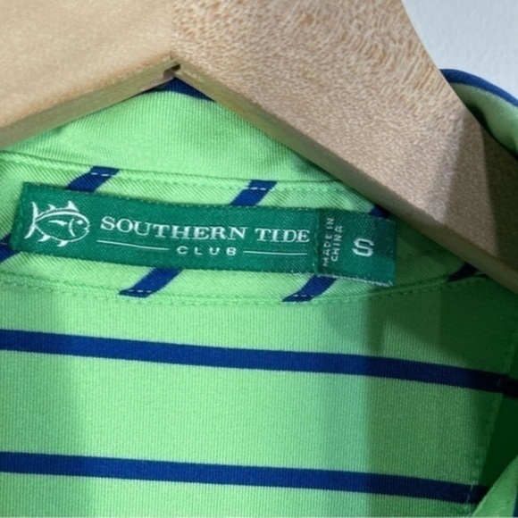 Southern Tide Driver Stripe Performance Polo in Summer Green Size S - Picture 5 of 11
